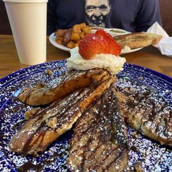 Ancora Cafe - Orange Mousse French Toast, Traditional Breakfast, Latte