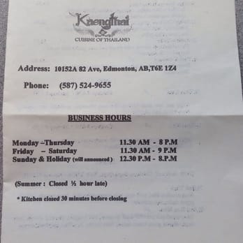 Kaengthai Bistro - Take out menu cover - Thai Near Me - Edmonton, Alberta Kaengthai Bistro - Take out menu cover - Thai Near Me - Edmonton, Alberta
