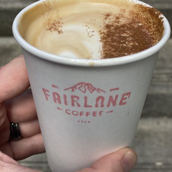 Fairlane Coffee - Oat milk latte! (Pardon me dumping cinnamon on there and ruining the beauty) - Coffee & Tea Near Me - Portland, Oregon Fairlane Coffee - Oat milk latte! (Pardon me dumping cinnamon on there and ruining the beauty) - Coffee & Tea Near Me - Portland, Oregon