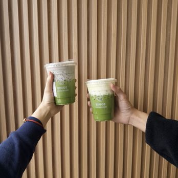 Binge Coffee House - Matcha latte (banana foam/sesame foam) - Vietnamese Near Me - Berkeley, California Binge Coffee House - Matcha latte (banana foam/sesame foam) - Vietnamese Near Me - Berkeley, California