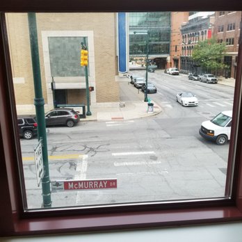 Hampton Inn Indianapolis Downtown Across from Circle Centre - Meridian & McMurray Street view from the 2nd floor breakfast room. - Hotels Near Me - Indianapolis, Indiana Hampton Inn Indianapolis Downtown Across from Circle Centre - Meridian & McMurray Street view from the 2nd floor breakfast room. - Hotels Near Me - Indianapolis, Indiana