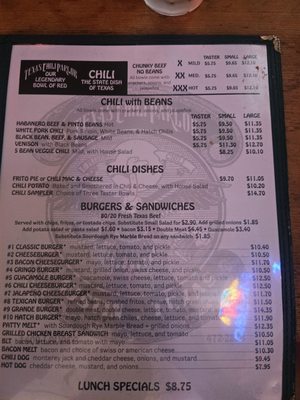 Menu photo 1 Texas Chili Parlor Austin, TX Menu photo 1 Texas Chili Parlor Austin, TX