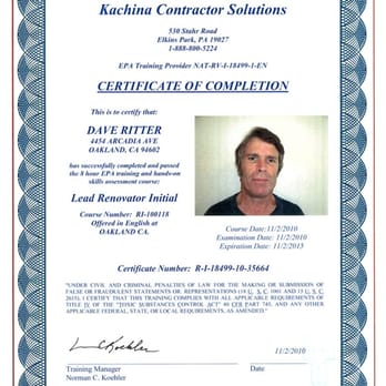 Surface Painting and Decorating - EPA Lead Removal Certificate - Painters Near Me - Oakland, California Surface Painting and Decorating - EPA Lead Removal Certificate - Painters Near Me - Oakland, California