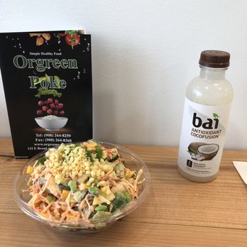 Orgreen Poke - Shrimp, crab, brown rice, mango, carrots, cucumber and more ! Great spicy mayo sauce - New American Near Me - Westfield, New Jersey Orgreen Poke - Shrimp, crab, brown rice, mango, carrots, cucumber and more ! Great spicy mayo sauce - New American Near Me - Westfield, New Jersey