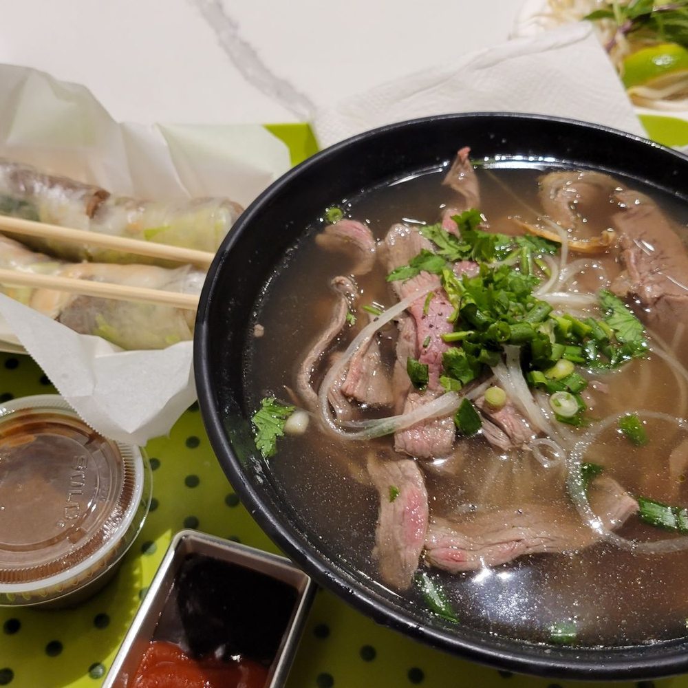 Pho Viet's - Special Beef Pho with shrimp and pork spring rolls! Very tasty! - Vietnamese Near Me - Boston, Massachusetts Pho Viet's - Special Beef Pho with shrimp and pork spring rolls! Very tasty! - Vietnamese Near Me - Boston, Massachusetts