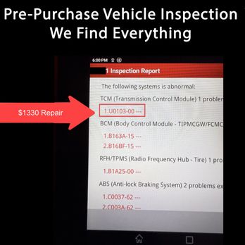 Advanced Car Inspections - Dealership did not disclose major issues. Customer had ultimate buying power, purchased the vehicle and TCM was repaired for $300! - Car Inspectors Near Me