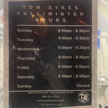 Tom Sykes - Tom Sykes hours - Recreation Centers Near Me - Charlotte, North Carolina Tom Sykes - Tom Sykes hours - Recreation Centers Near Me - Charlotte, North Carolina