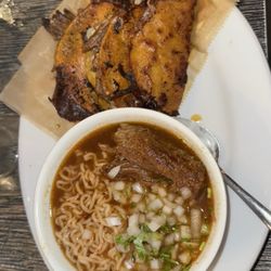 La Revolucion - Birria ramen with 3 birria tacos