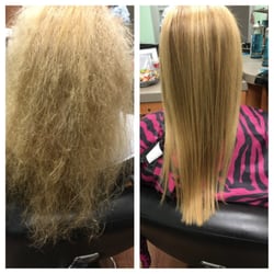 This woman had a Keratin Full in her hair. Tremendously reduces frizz, smooths cuticle and adds shine!