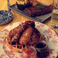 Southern Kin Cookhouse - Chicken and waffles & Ribs!! Must try both