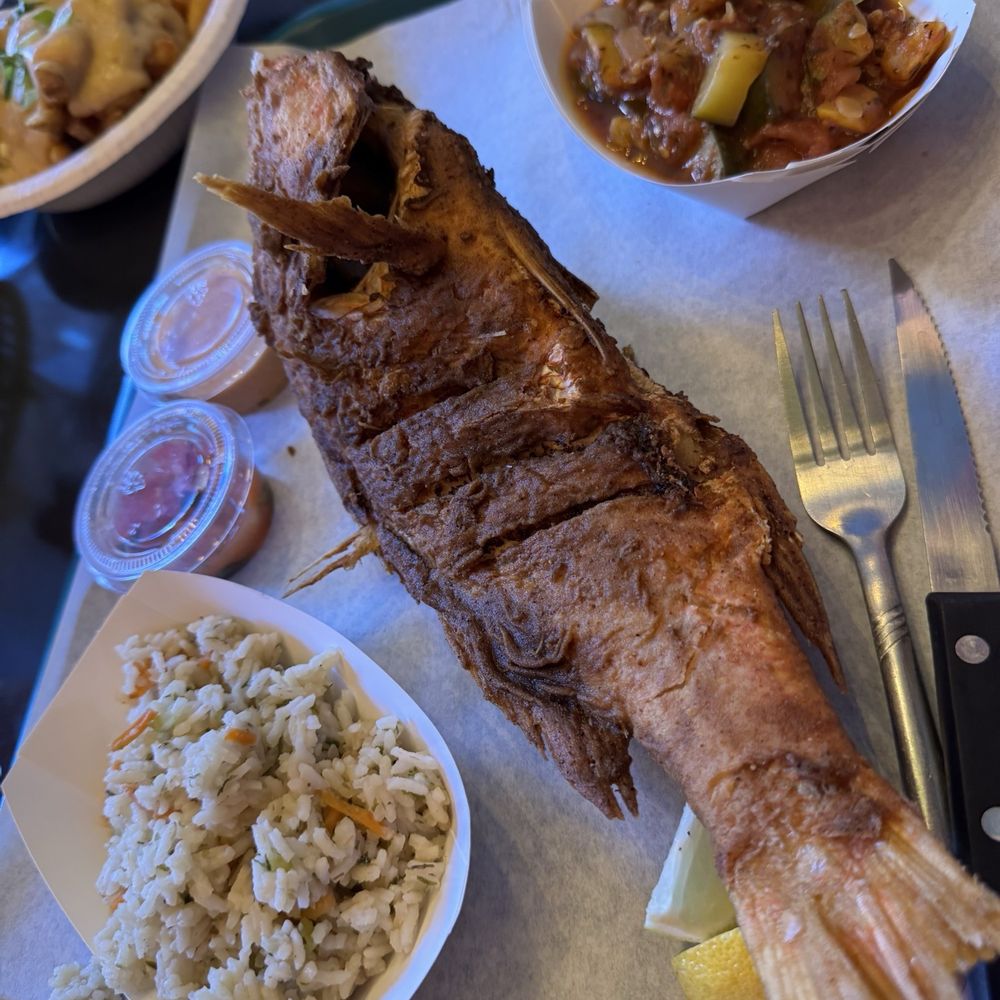 Tiki Grill - Red snapper with rice and ratatouille as sides - Comfort Food Near Me - Flagstaff, Arizona