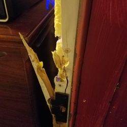 The Artisans Colony - Cracked door jam that I had requested repaired from day one before it was kicked in.