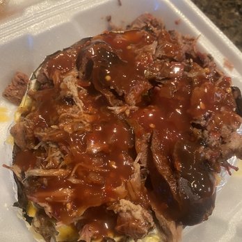 Rogers BBQ Barn - Dad stop here on our way in from the airport and this potato been on my mind ever since y'all ship to California - Barbeque Near Me - Beaumont, Texas Rogers BBQ Barn - Dad stop here on our way in from the airport and this potato been on my mind ever since y'all ship to California - Barbeque Near Me - Beaumont, Texas