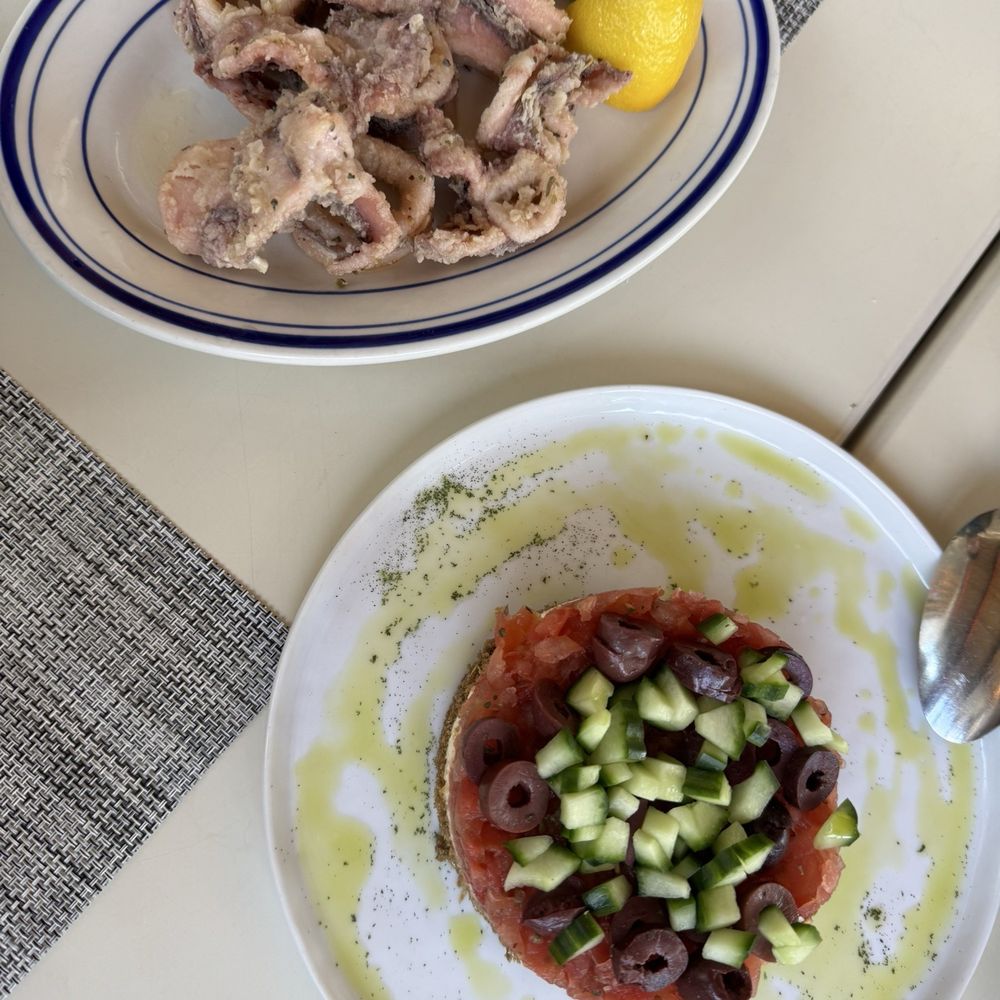 Psaraki - Calamari and DACOS CHEESECAKE SALAD - Greek Near Me - Brooklyn, New York Psaraki - Calamari and DACOS CHEESECAKE SALAD - Greek Near Me - Brooklyn, New York