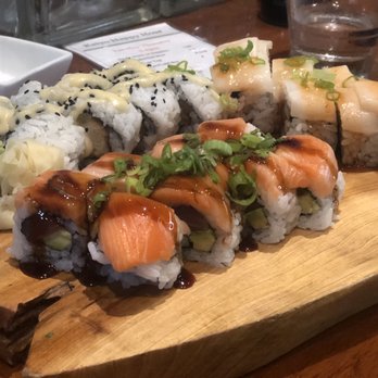 Kaiyo Grill & Sushi - Salmon , hogfish and red hot white hot roll - Sushi Bars Near Me - Islamorada, Florida