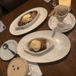 Carrot cake bread pudding, peach and blueberry crumble, house made coffee ice cream, and espresso martinis Carrot cake bread pudding, peach and blueberry crumble, house made coffee ice cream, and espresso martinis