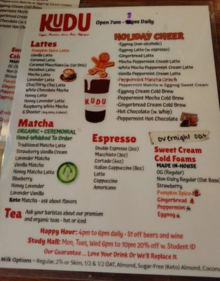 Menu photo 2 Kudu Coffee & Craft Beer Charleston, SC Menu photo 2 Kudu Coffee & Craft Beer Charleston, SC