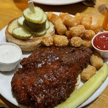 Foothills Brewing - Winston Hot Chicken with extra pickles - American Near Me - Winston Salem, North Carolina Foothills Brewing - Winston Hot Chicken with extra pickles - American Near Me - Winston Salem, North Carolina