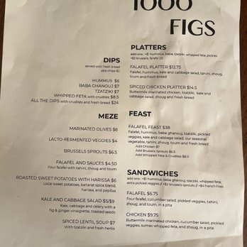 1000 Figs - Latest menu during COVID. - Falafel Near Me - New Orleans, Louisiana