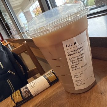 Starbucks - Iced Pecan Crunch Latte. *modified* & KindBar - Coffee & Tea Near Me - East York, Pennsylvania Starbucks - Iced Pecan Crunch Latte. *modified* & KindBar - Coffee & Tea Near Me - East York, Pennsylvania