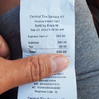 Central Tire Service No 1 - It took longer to print this receipt than change my tire. Boom! - Tires Near Me - Hawthorne, California