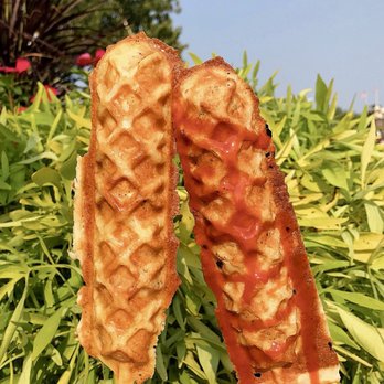 Iowa State Fair - Chicken in a waffle on a stick - Festivals Near Me - Des Moines, Iowa Iowa State Fair - Chicken in a waffle on a stick - Festivals Near Me - Des Moines, Iowa