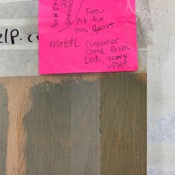 Sherwin-Williams Paint Store - The stain and the note from the Stockton store sending me to the Lodi location