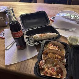 Mexican coke, street corn, shrimp tacos Mexican coke, street corn, shrimp tacos