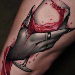 Vampire wine glass tattoo done by our artist Andrey Vasilyev