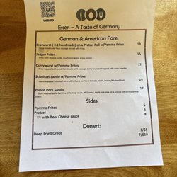 Essen A Taste Of Germany - Menu 5/26/24