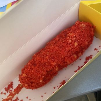 Mochinut - Simi Valley - Hot Cheetos half & half (hot dog/mozzarella) - Desserts Near Me - Simi Valley, California Mochinut - Simi Valley - Hot Cheetos half & half (hot dog/mozzarella) - Desserts Near Me - Simi Valley, California