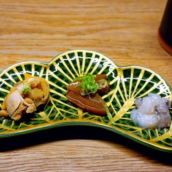 Ltd Edition Sushi - Squid Legs Cured with Koji, Squid Fin Marinated in Soy Sauce, and Local Manila Clams. - Sushi Bars Near Me - Seattle, Washington Ltd Edition Sushi - Squid Legs Cured with Koji, Squid Fin Marinated in Soy Sauce, and Local Manila Clams. - Sushi Bars Near Me - Seattle, Washington