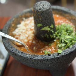 Taqueria Flores - Made-to-order salsa served in a Molcajete