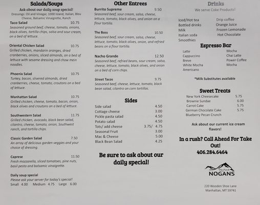 Menu photo 3 The Porch at Nogans Manhattan, MT