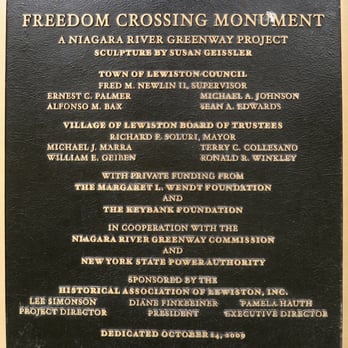 Freedom Crossing Monument - Freedom Crossing Monument; dedicated 2009; bronze; sculptor, Susan Geissler - Historical Tours Near Me - Lewiston, New York