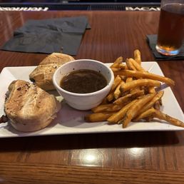 French Dip with fries. Au jus was not as salty as some have been in the past.