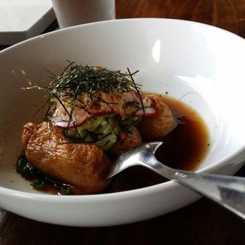 Lucky Belly - Scallop cone sushi with truffle dashi and risotto - Bars Near Me - Honolulu, Hawaii Lucky Belly - Scallop cone sushi with truffle dashi and risotto - Bars Near Me - Honolulu, Hawaii