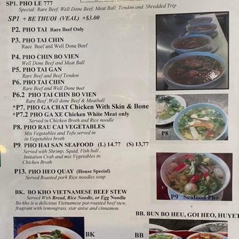 Pho Le 777 - Menu as of 2022 05 - Vietnamese Near Me - Chicago, Illinois
