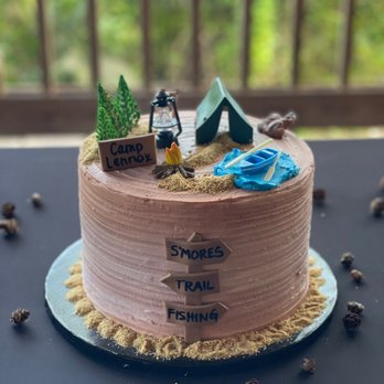 Divine Sweetss - a cake with a camping theme - Desserts Near Me Divine Sweetss - a cake with a camping theme - Desserts Near Me