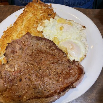 Denny's - T-bone Steak and Eggs with 2 pancakes. - Diners Near Me - Crescent City, California