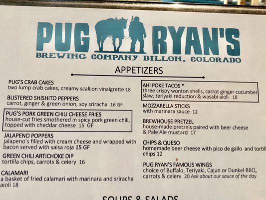 Menu photo 2 Pug Ryans Brewery Dillon, CO Menu photo 2 Pug Ryans Brewery Dillon, CO