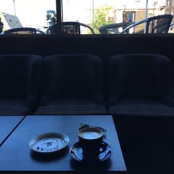 Wayne's Coffee - Cappuccino with a view to the main square in Östersund.
