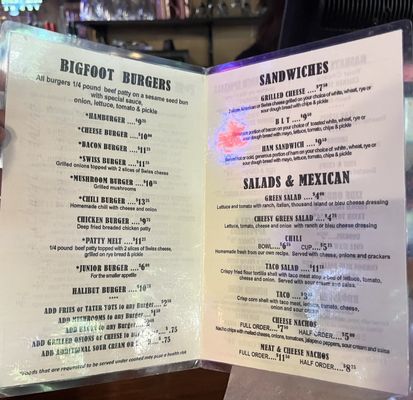 Menu photo 2 Big Foot Inn Washougal, WA Menu photo 2 Big Foot Inn Washougal, WA