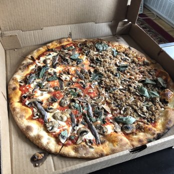 Nick's Pizza - Half Anchovies and mushroom. Half sausage and mushroom. 40 bucks. - Italian Near Me - New York, New York Nick's Pizza - Half Anchovies and mushroom. Half sausage and mushroom. 40 bucks. - Italian Near Me - New York, New York