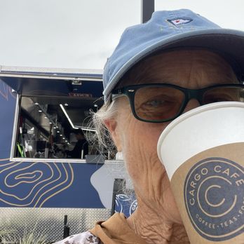 Cargo Cafe - Scripps Gateway - Sitting on bench and listening to great music while baristas do their thing - Coffee & Tea Near Me - San Diego, California
