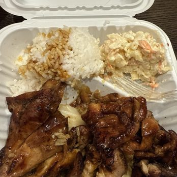 Ono Hawaiian BBQ - Chicken on top of steamed cabbage with a side of white rice and Mac salad.. - Hawaiian Near Me - Gilbert, Arizona