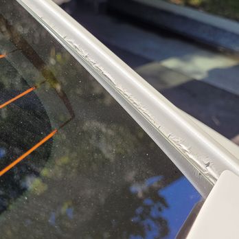 Cuba Mobile Window Tinting - Paint reaction w/lifting & bubbling at C pillar window due to chemical run off - Car Window Tinting Near Me - San Jose, California