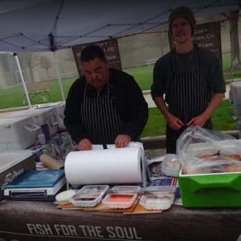 Soft Wave Fish - two men at a fish for the soul stand - Food Delivery Services Near Me