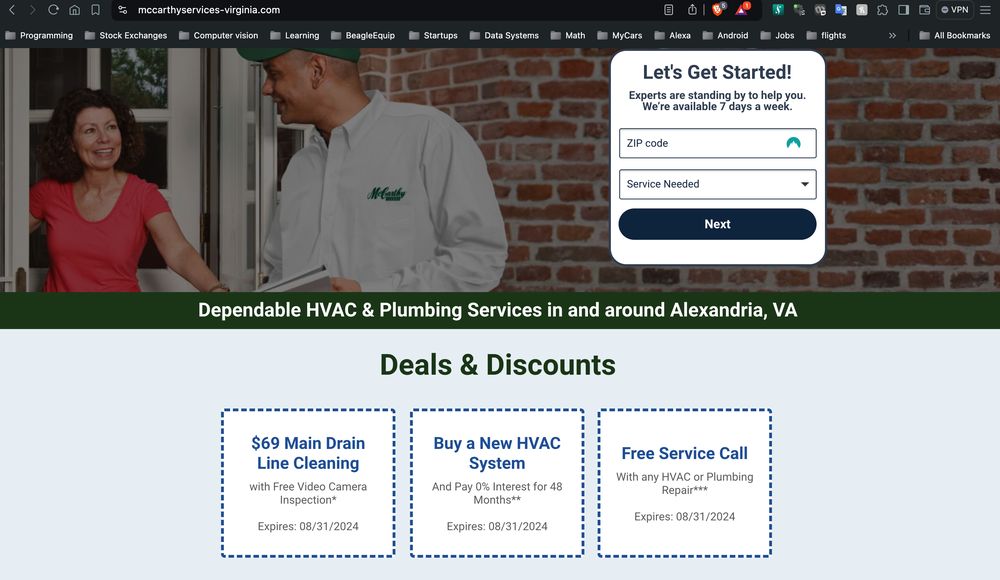 Slide of McCarthy Services