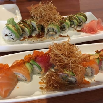 Sushi Today - Caterpillar roll in the back and special agent roll w/ tobiko in the front. - Sushi Bars Near Me - Renton, Washington